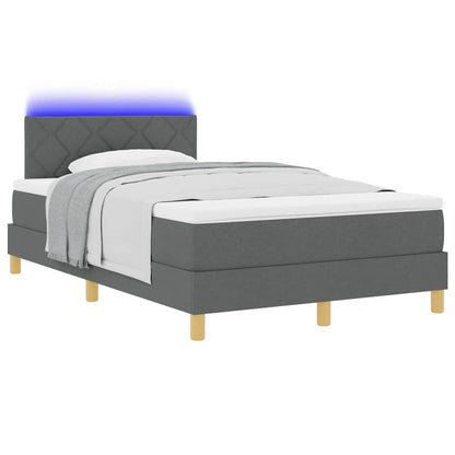 Letto a Sorgente LED con led Grigio scuro 120 x 190 cm Tessuto