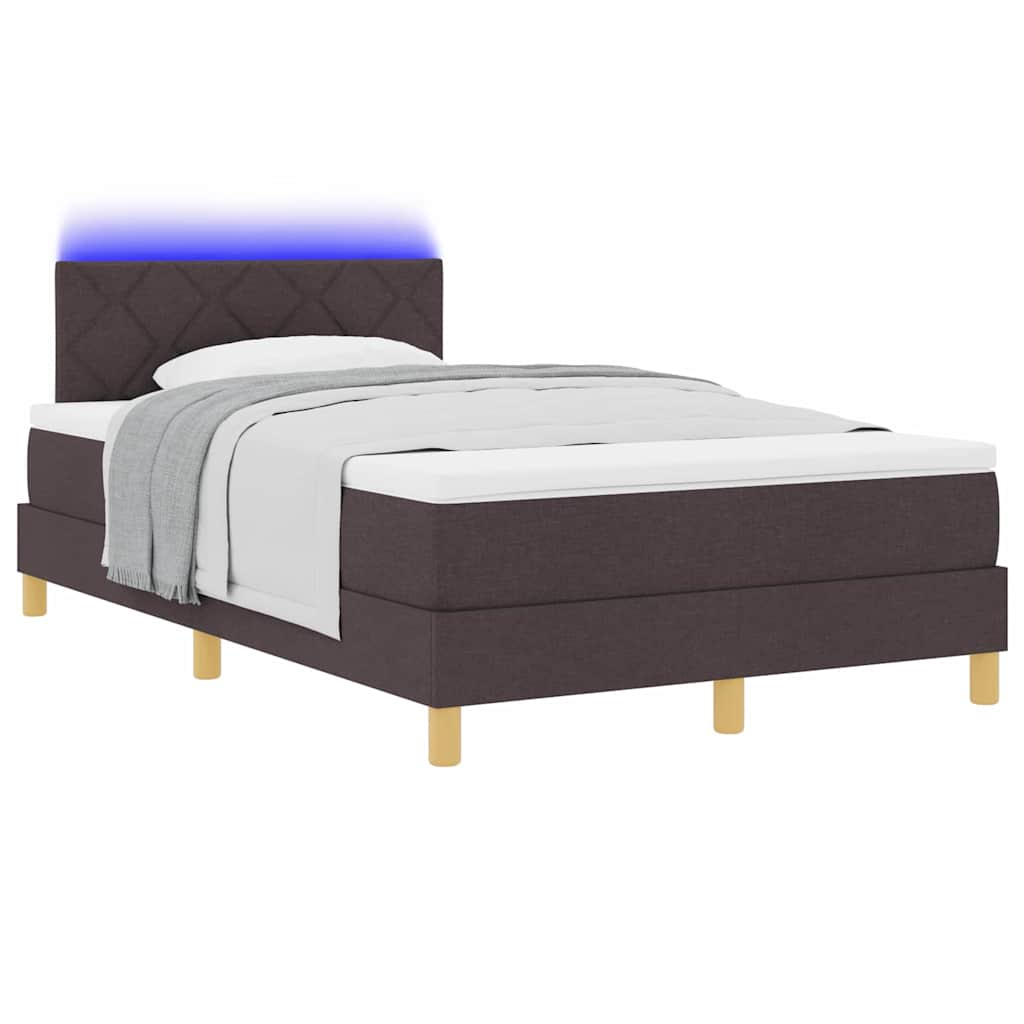 Letto a Sorgente LED con led Marrone Scuro 120 x 190 cm Tessuto
