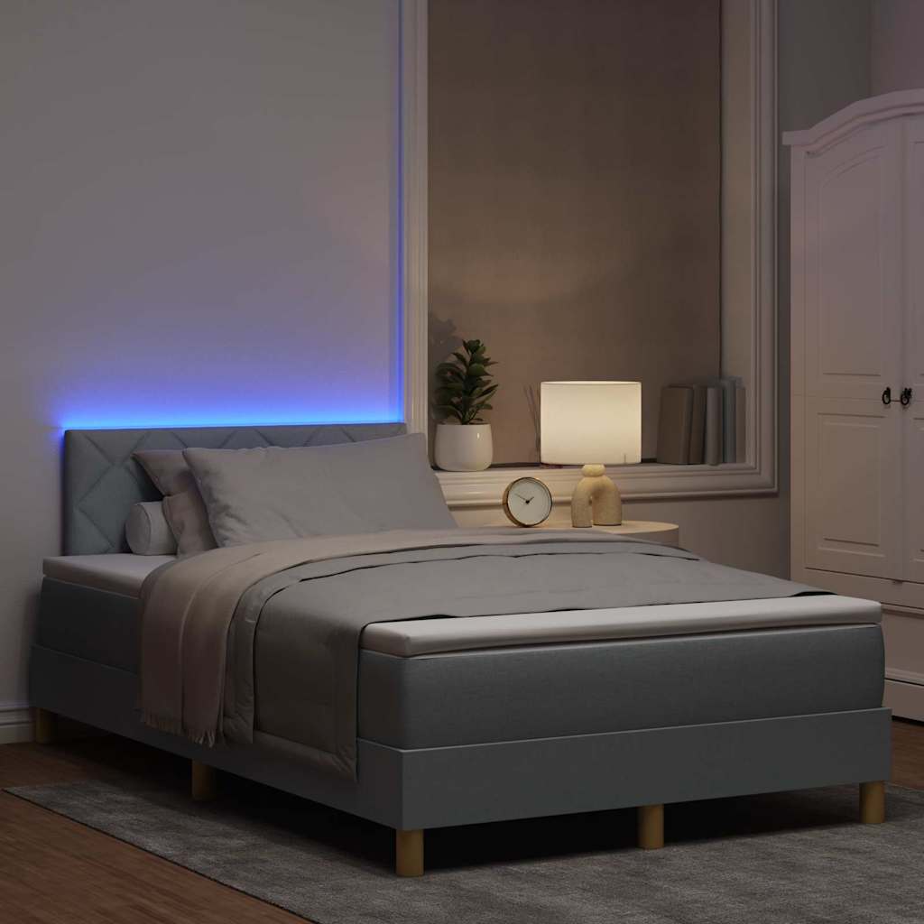 Letto a Sorgente LED con led Grigio chiaro 120 x 200 cm Tessuto