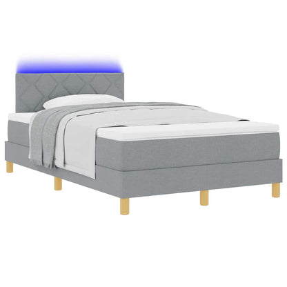 Letto a Sorgente LED con led Grigio chiaro 120 x 200 cm Tessuto
