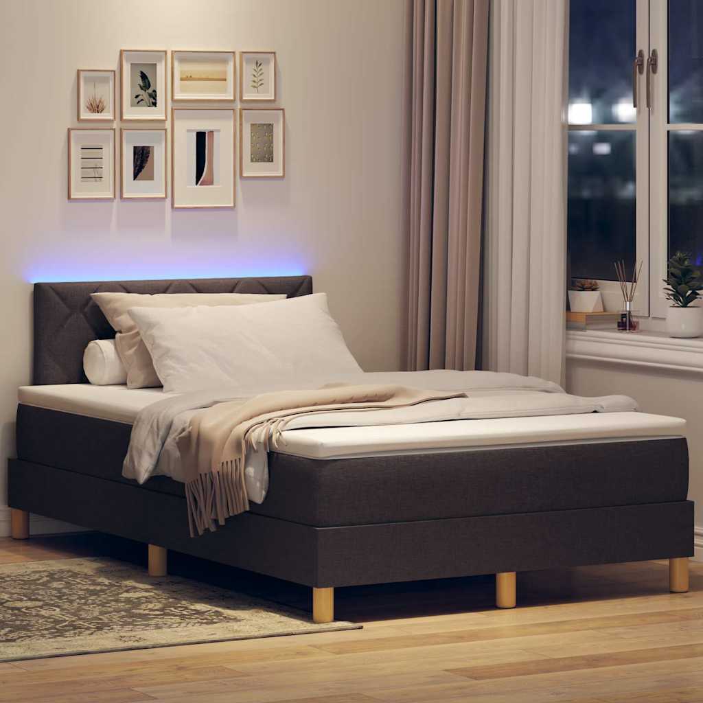 Letto a Sorgente LED con led Marrone Scuro 120 x 200 cm Tessuto