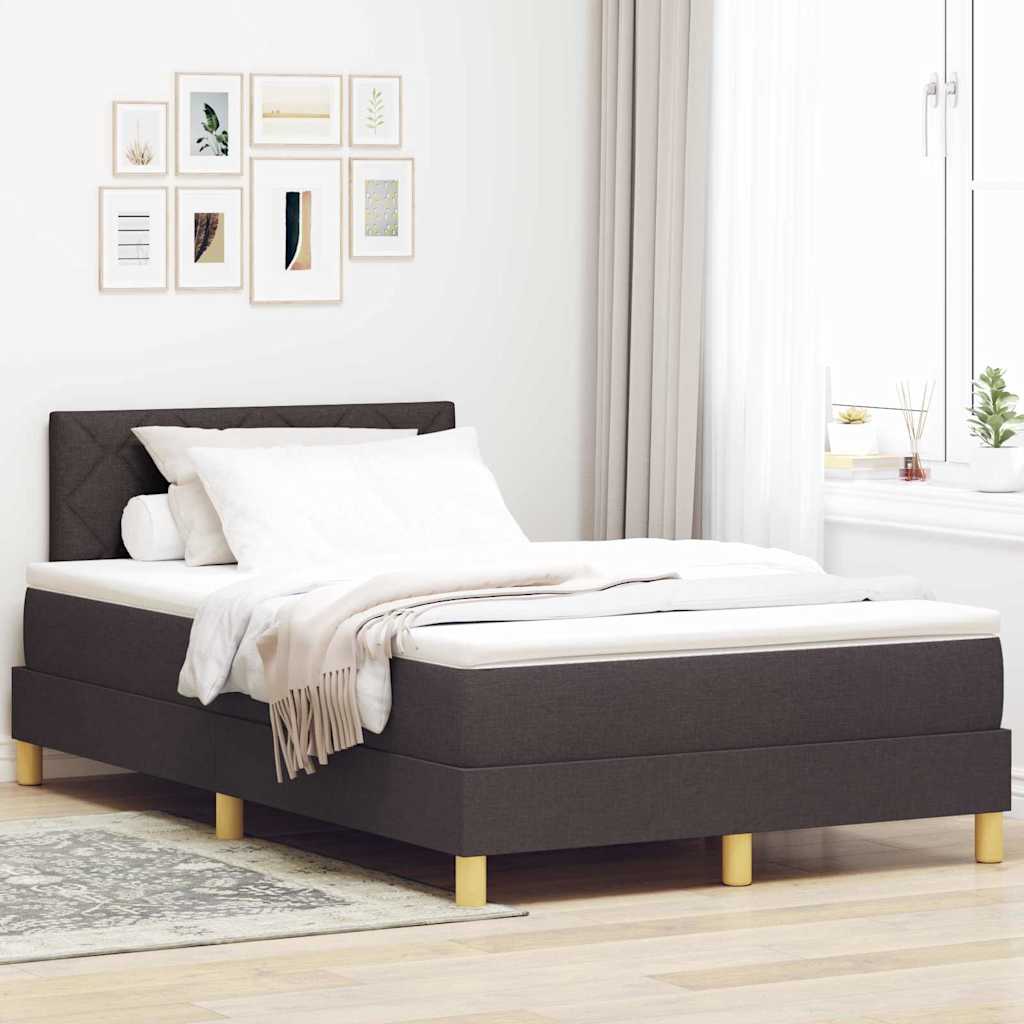 Letto a Sorgente LED con led Marrone Scuro 120 x 200 cm Tessuto