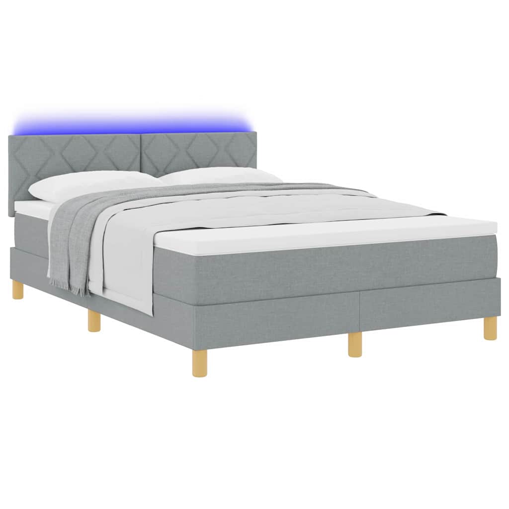 Letto a Sorgente LED con led Grigio chiaro 160 x 200 cm Tessuto