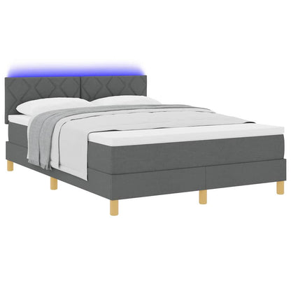 Letto a Sorgente LED con led Grigio scuro 160 x 200 cm Tessuto