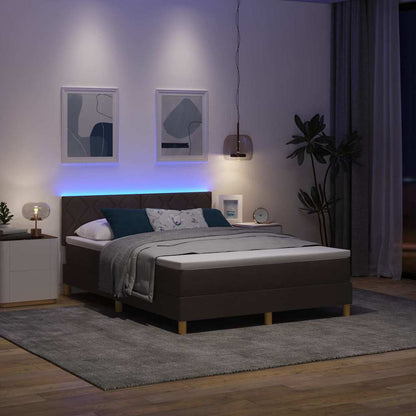 Letto a Sorgente LED con led Marrone Scuro 160 x 200 cm Tessuto