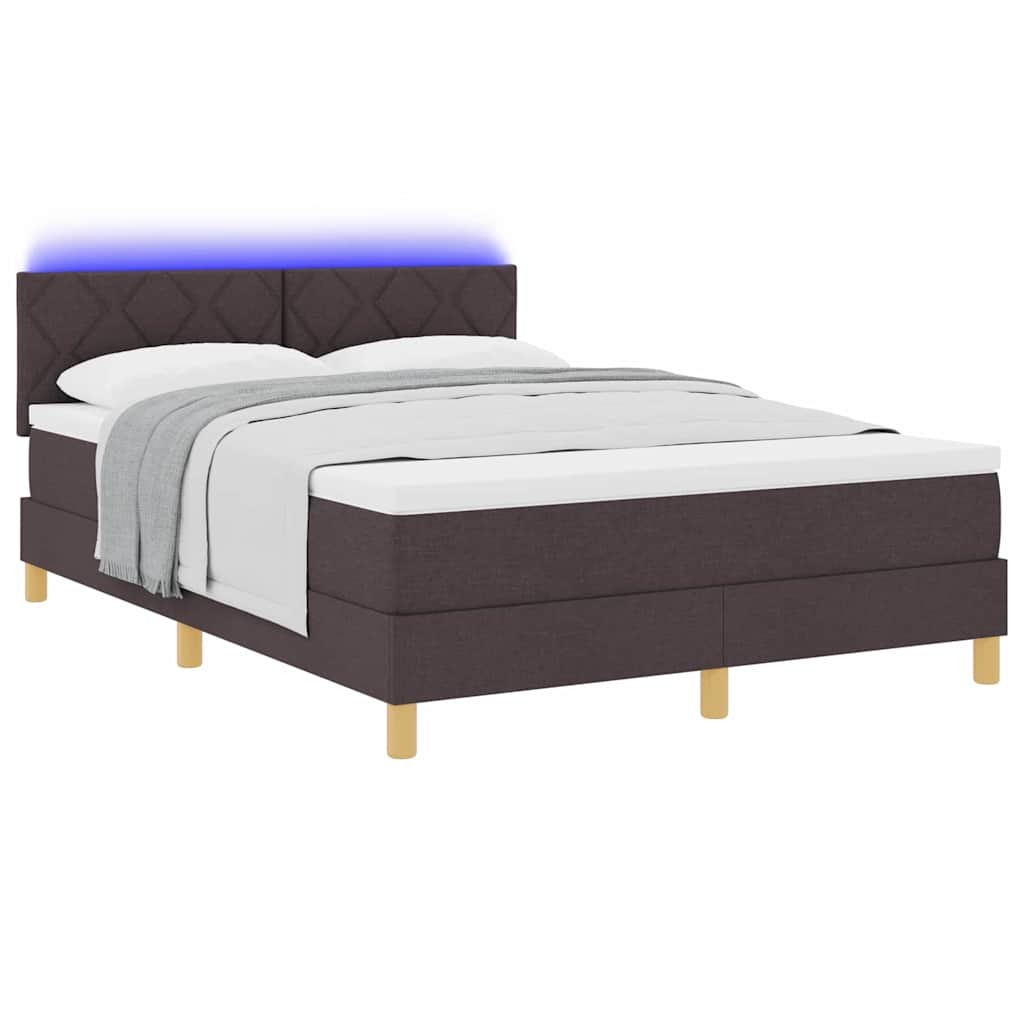 Letto a Sorgente LED con led Marrone Scuro 160 x 200 cm Tessuto