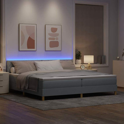 Letto a Sorgente LED con led Grigio chiaro 200 x 200 cm Tessuto