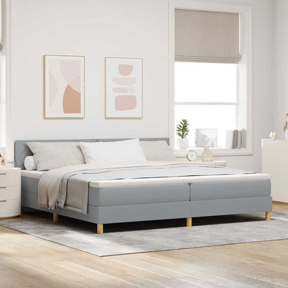 Letto a Sorgente LED con led Grigio chiaro 200 x 200 cm Tessuto