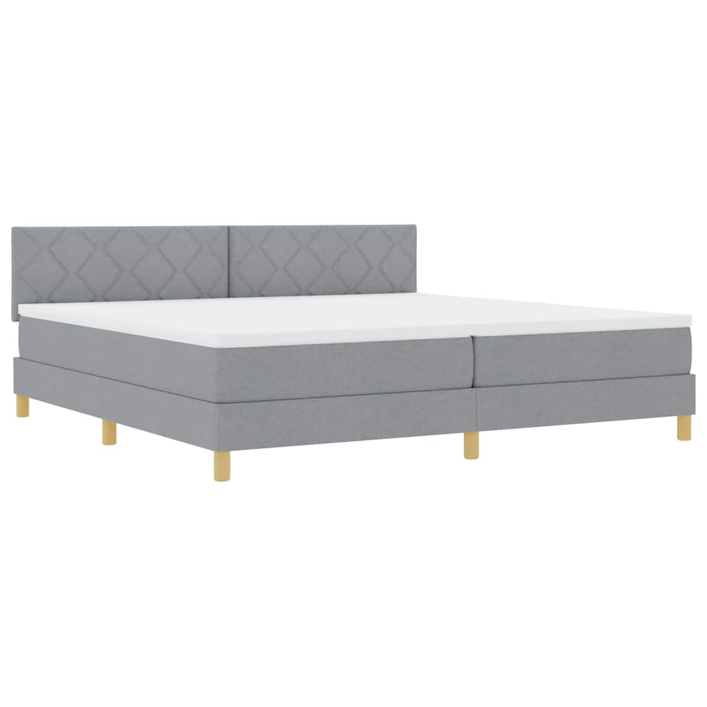 Letto a Sorgente LED con led Grigio chiaro 200 x 200 cm Tessuto