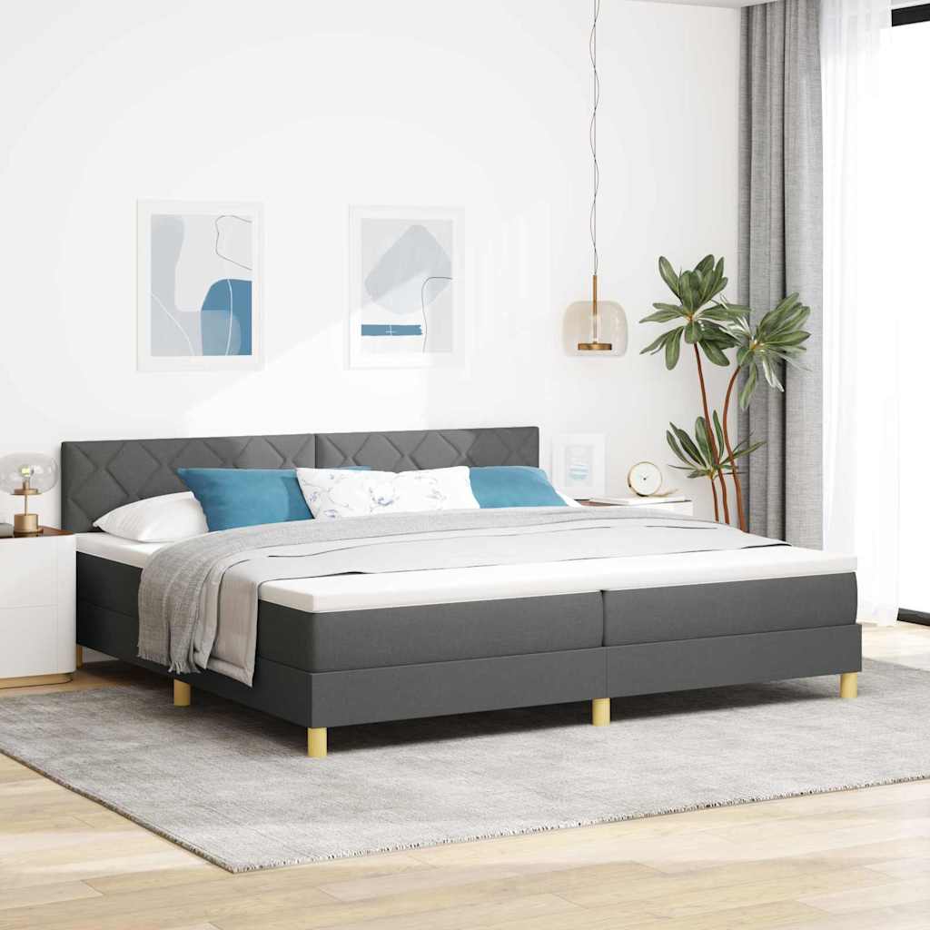 Letto a Sorgente LED con led Grigio scuro 200 x 200 cm Tessuto