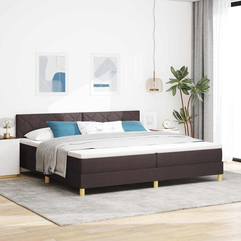 Letto a Sorgente LED con led Marrone Scuro 200 x 200 cm Tessuto