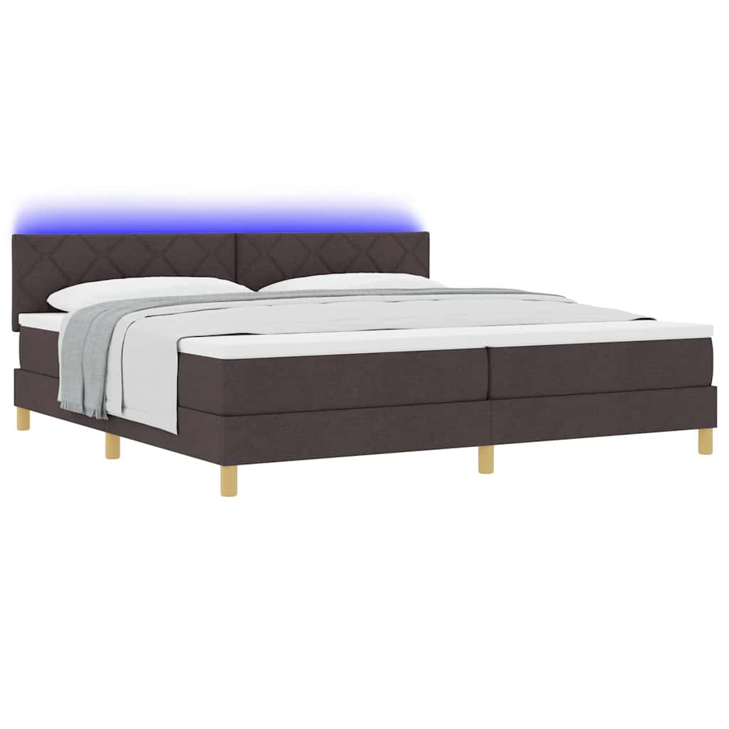 Letto a Sorgente LED con led Marrone Scuro 200 x 200 cm Tessuto