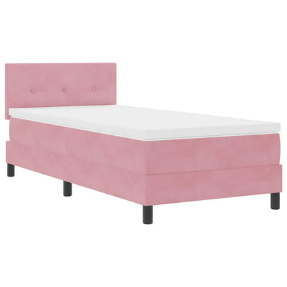 Letto a Sorgente LED con materasso Rosa 80 x 200 cm Velluto