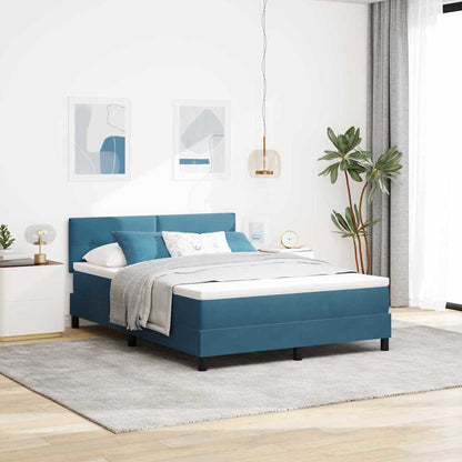 Letto a Sorgente LED con led Blu Scuro 140 x 190 cm Velluto