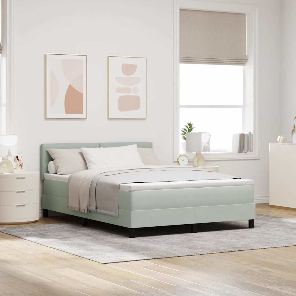 Letto a Sorgente LED con led Grigio chiaro 160 x 200 cm Velluto