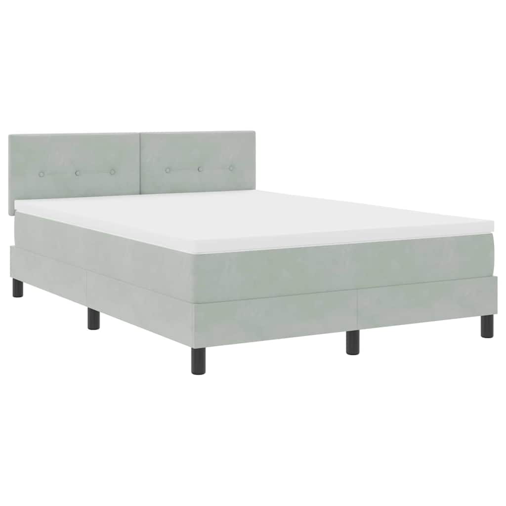 Letto a Sorgente LED con led Grigio chiaro 160 x 200 cm Velluto