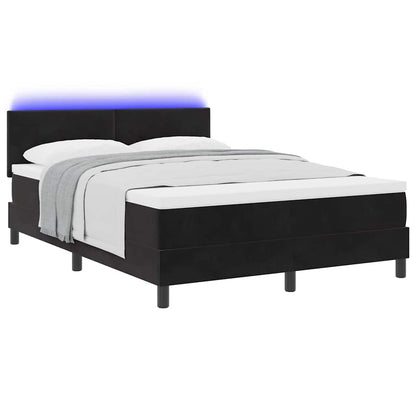 Letto a Sorgente LED con materasso Nero 160 x 200 cm Velluto