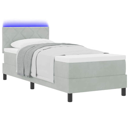 Letto a Sorgente LED con led Grigio chiaro 80 x 200 cm Velluto
