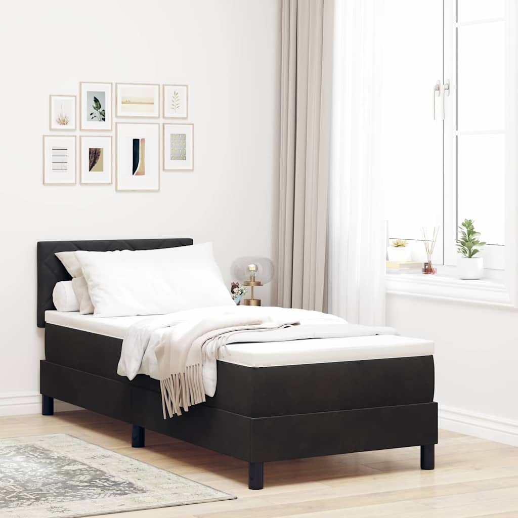 Letto a Sorgente LED con materasso Nero 80 x 200 cm Velluto