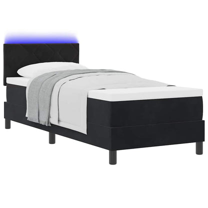 Letto a Sorgente LED con materasso Nero 80 x 200 cm Velluto