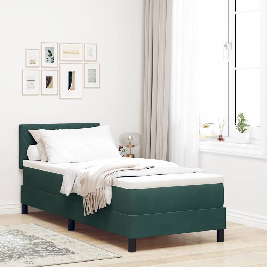 Letto a Sorgente LED con led Verde Scuro 80 x 200 cm Velluto