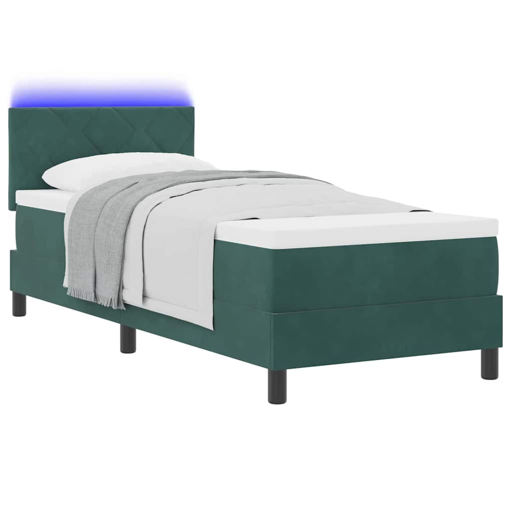Letto a Sorgente LED con led Verde Scuro 80 x 200 cm Velluto
