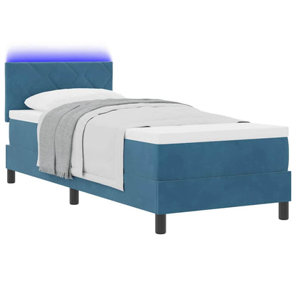Letto a Sorgente LED con led Blu Scuro 80 x 200 cm Velluto