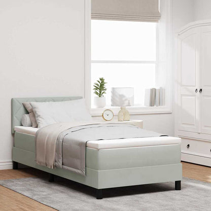 Letto a Sorgente LED con led Grigio chiaro 90 x 190 cm Velluto