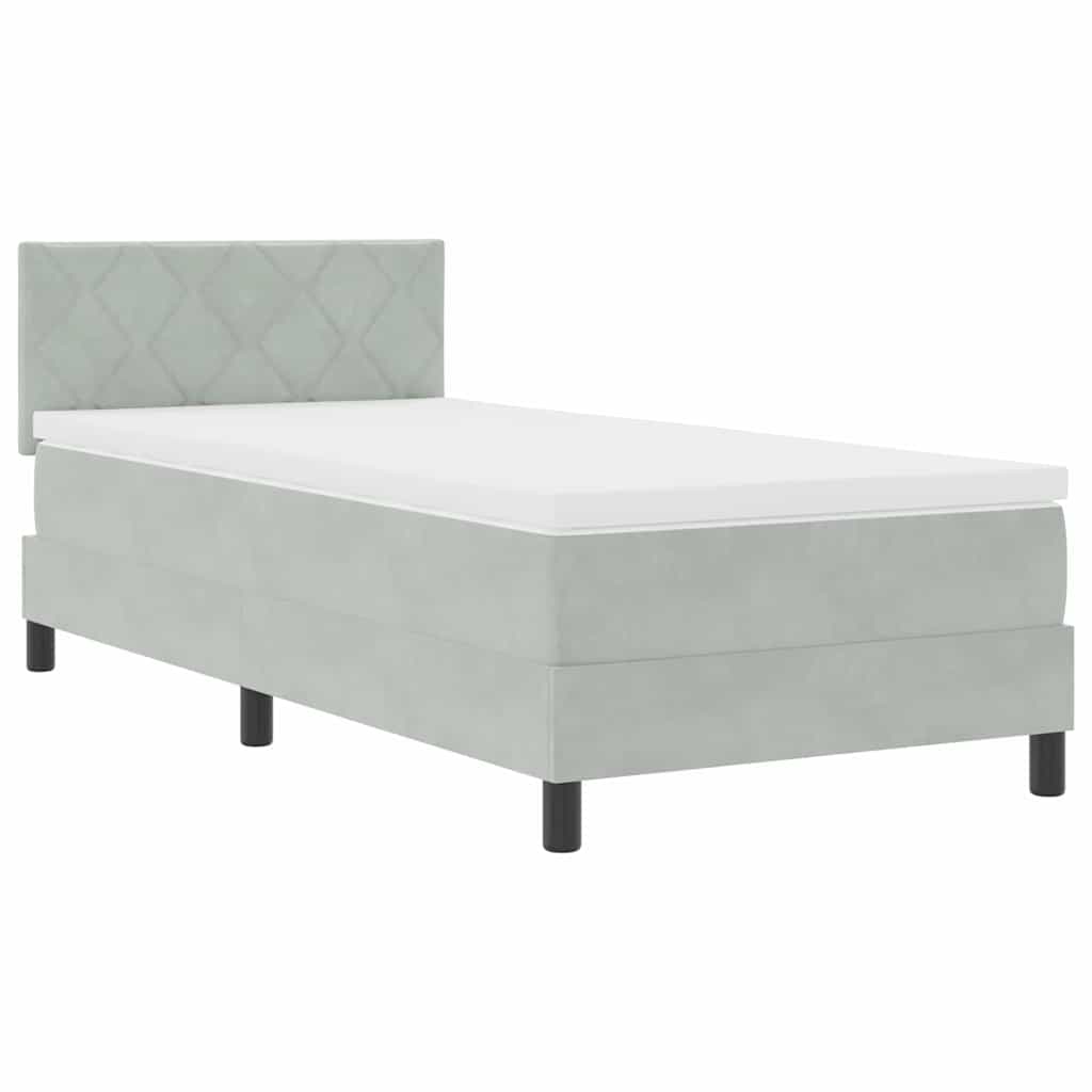 Letto a Sorgente LED con led Grigio chiaro 90 x 190 cm Velluto