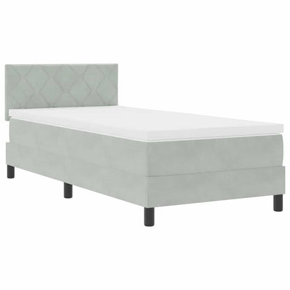 Letto a Sorgente LED con led Grigio chiaro 90 x 190 cm Velluto