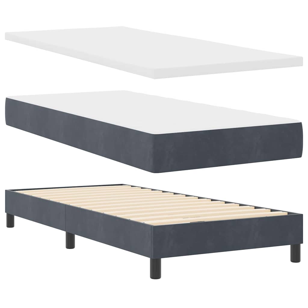 Letto a Sorgente LED con led Grigio scuro 90 x 190 cm Velluto