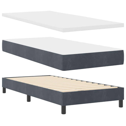 Letto a Sorgente LED con led Grigio scuro 90 x 190 cm Velluto