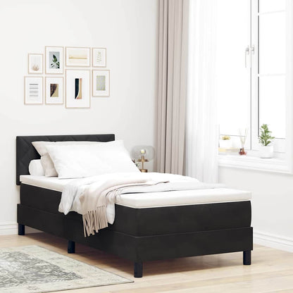 Letto a Sorgente LED con materasso Nero 90 x 190 cm Velluto