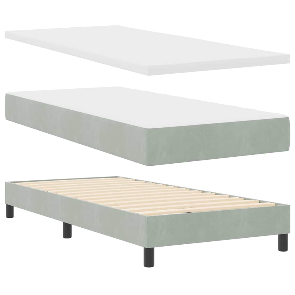 Letto a Sorgente LED con led Grigio chiaro 90 x 200 cm Velluto