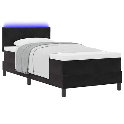Letto a Sorgente LED con materasso Nero 90 x 200 cm Velluto