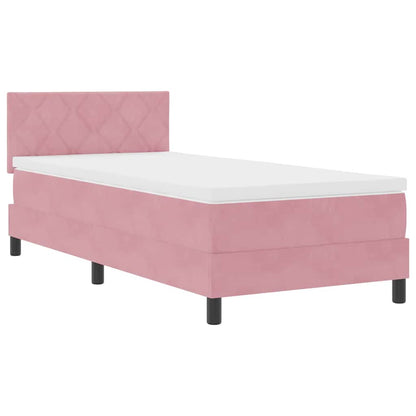 Letto a Sorgente LED con materasso Rosa 90 x 200 cm Velluto