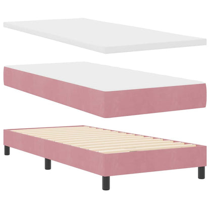Letto a Sorgente LED con materasso Rosa 90 x 200 cm Velluto