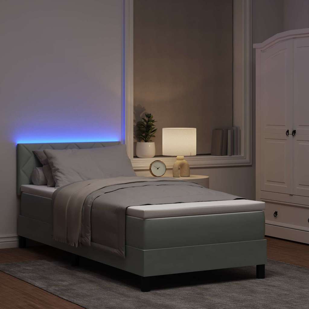 Letto a Sorgente LED con led Grigio chiaro 100 x 200 cm Velluto