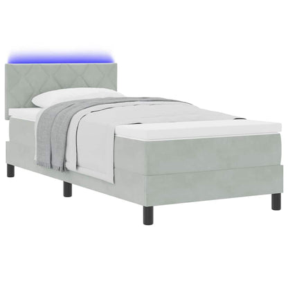 Letto a Sorgente LED con led Grigio chiaro 100 x 200 cm Velluto