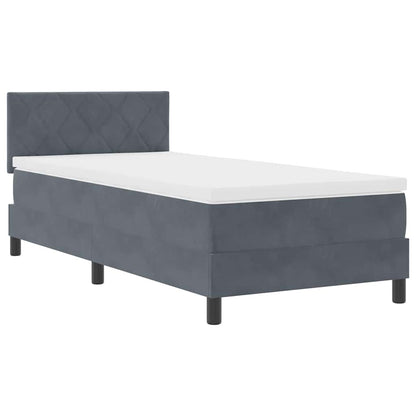 Letto a Sorgente LED con led Grigio scuro 100 x 200 cm Velluto