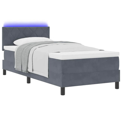 Letto a Sorgente LED con led Grigio scuro 100 x 200 cm Velluto