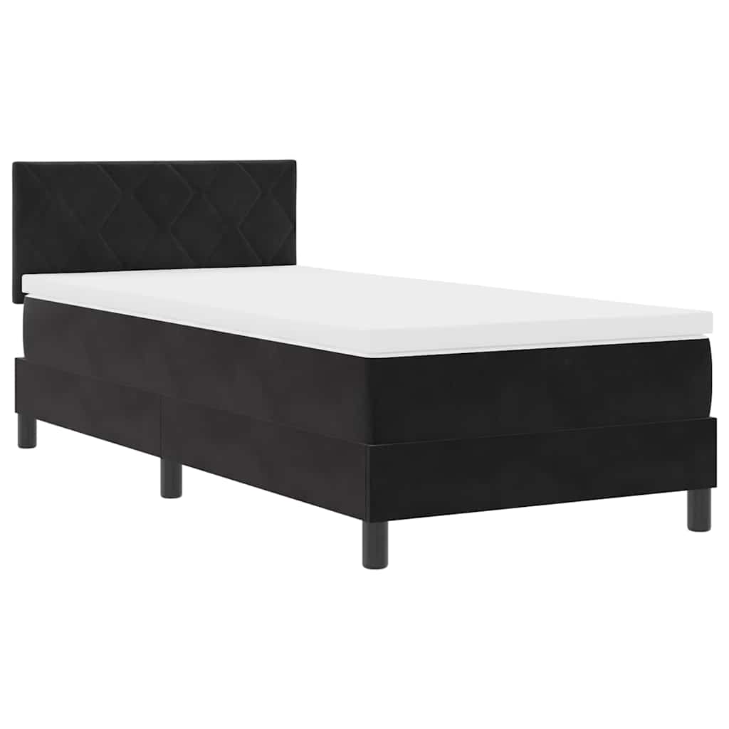 Letto a Sorgente LED con materasso Nero 100 x 200 cm Velluto