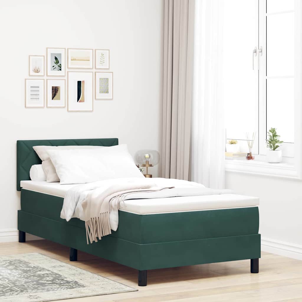 Letto a Sorgente LED con led Verde Scuro 100 x 200 cm Velluto