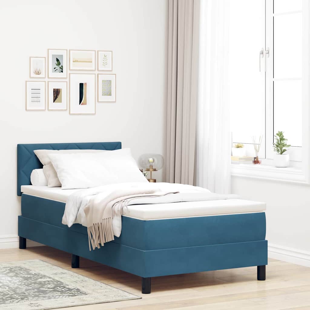 Letto a Sorgente LED con led Blu Scuro 100 x 200 cm Velluto
