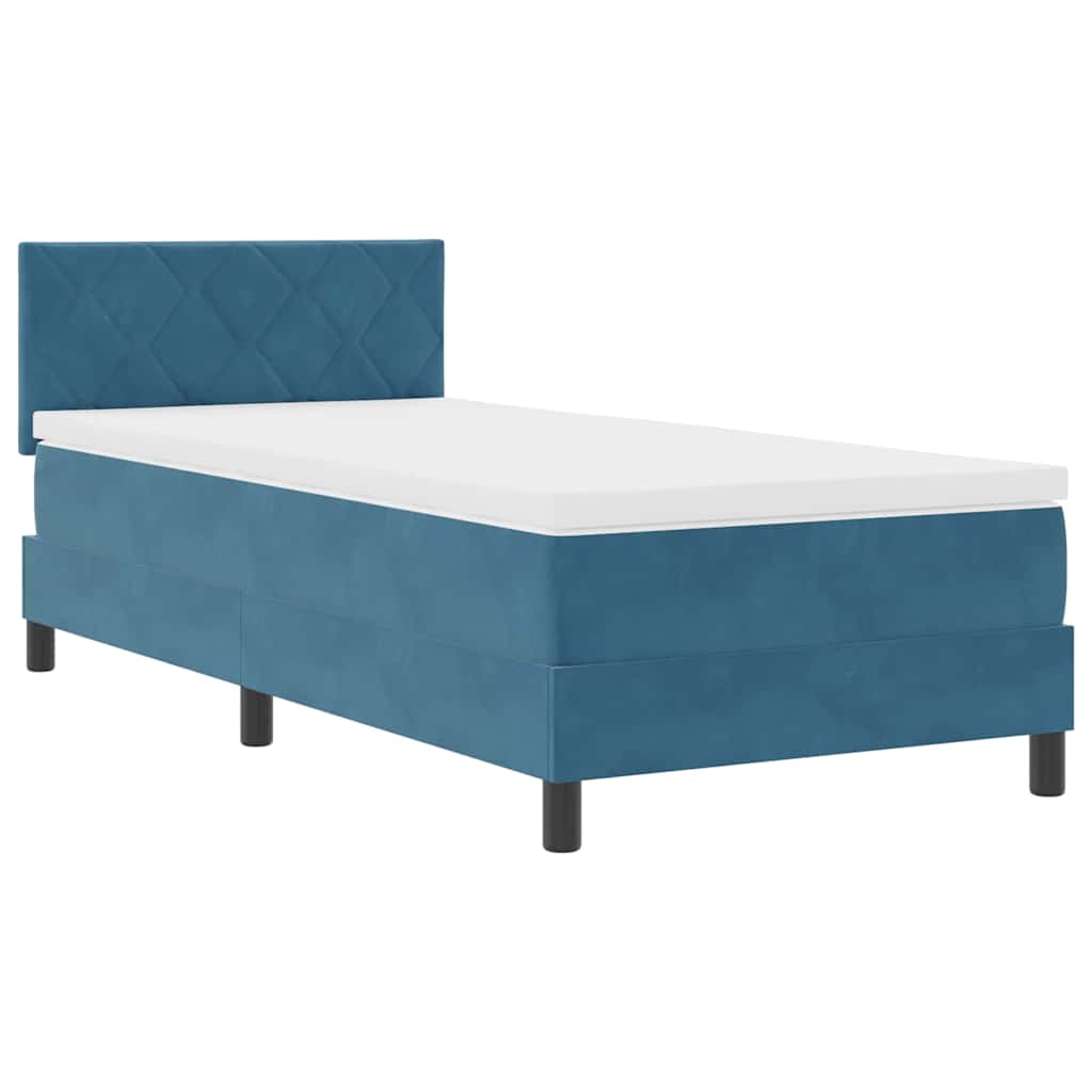 Letto a Sorgente LED con led Blu Scuro 100 x 200 cm Velluto