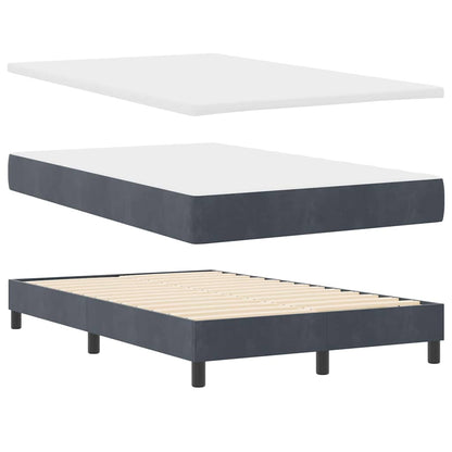 Letto a Sorgente LED con led Grigio scuro 120 x 190 cm Velluto