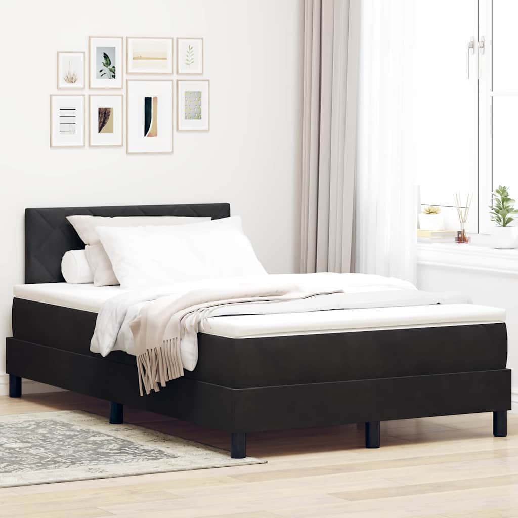 Letto a Sorgente LED con materasso Nero 120 x 190 cm Velluto