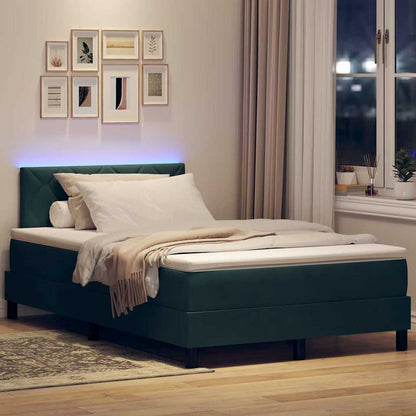 Letto a Sorgente LED con led Verde Scuro 120 x 190 cm Velluto