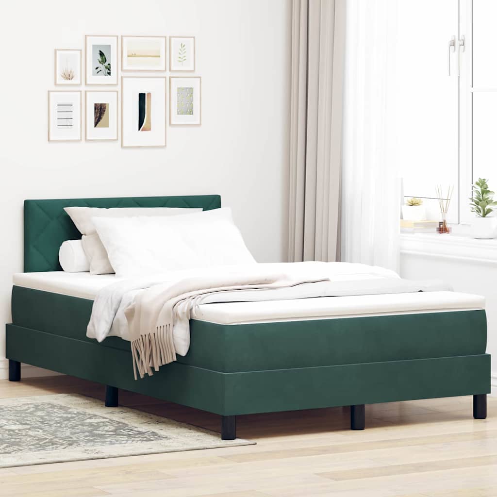 Letto a Sorgente LED con led Verde Scuro 120 x 190 cm Velluto