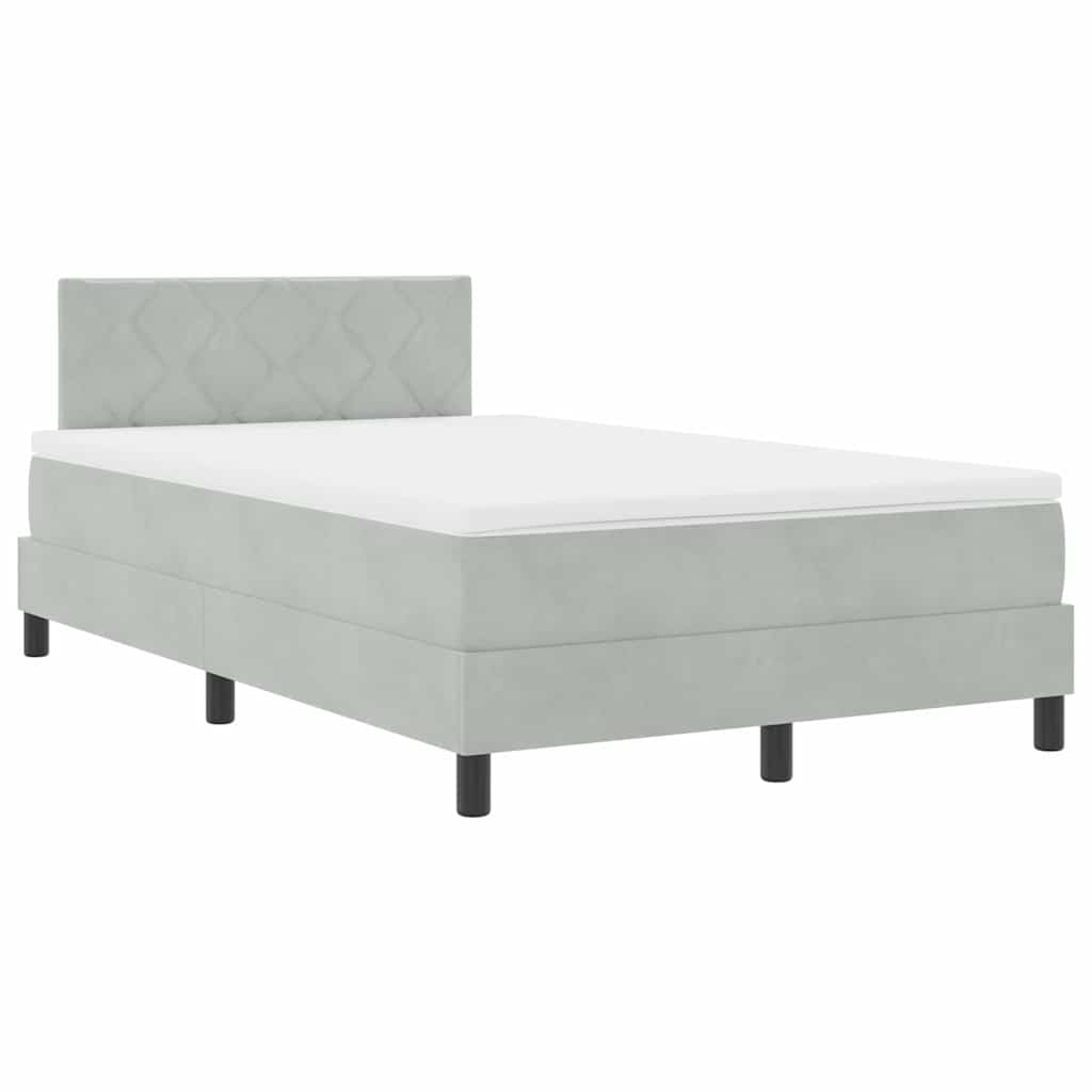 Letto a Sorgente LED con led Grigio chiaro 120 x 200 cm Velluto